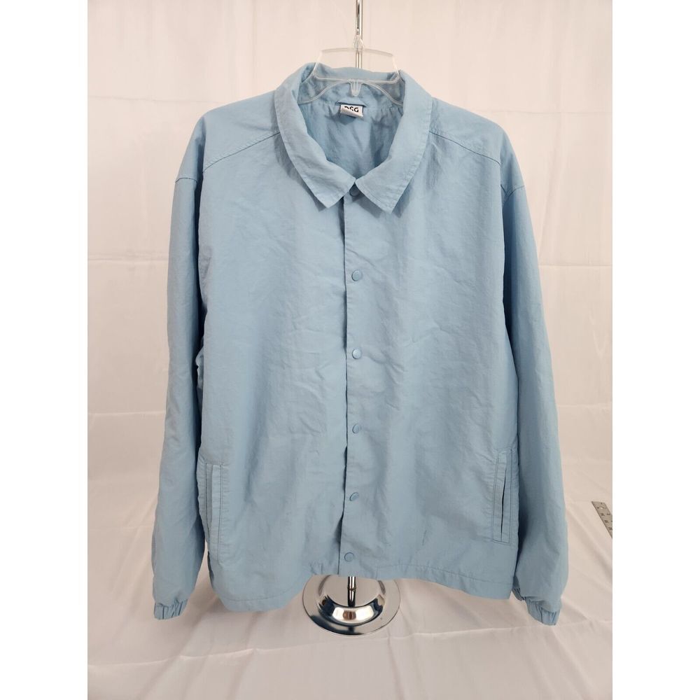 DSG Twitch+Allison Men XL Coaches Jacket Light Blue Nylon Windbreaker Snap Front